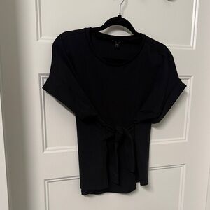 Express Black Tie-Front Short Sleeve Top